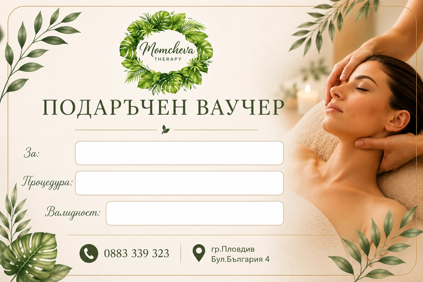 Подаръчен ваучер на Momcheva Therapy
